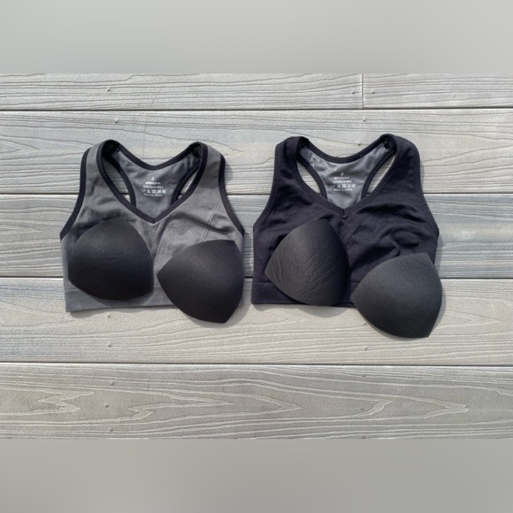 NWOT EMY 2-Pack Black/Gray Racerback Sports Bras Pullover Sports Bra Small (S) - Picture 9 of 12